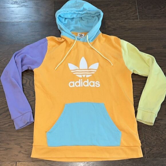 Adidas Adventure pastel trefoil hooded Hoodie Sweatshirt jacket pullover L slim - Picture 1 of 7